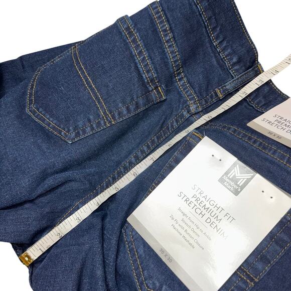 Member's Mark Jeans Mens 30x30 Dark Wash Straight Fit Premium Stretch Denim - Picture 13 of 15